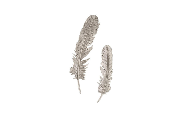 SwayLiving Feathers Wall Art, Small, Silver Leaf, Set of 2 WALL ACCENTS