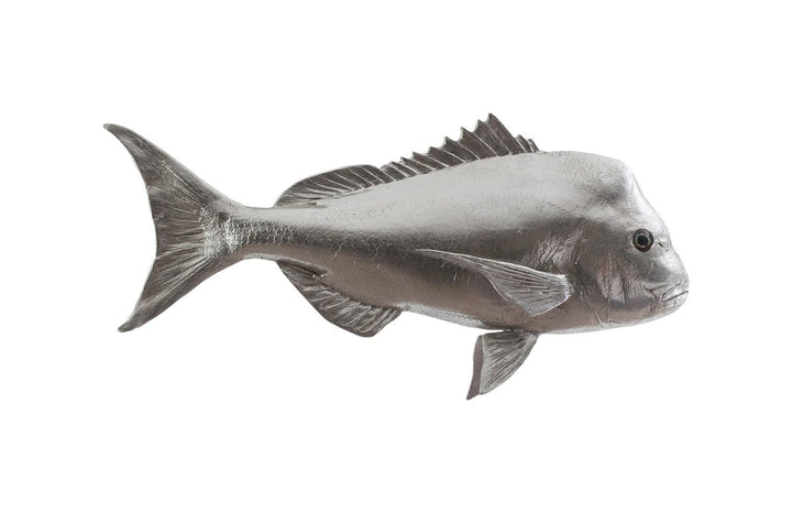 SwayLiving Australian Snapper Fish Wall Sculpture, Resin, Silver Leaf WALL ACCENTS