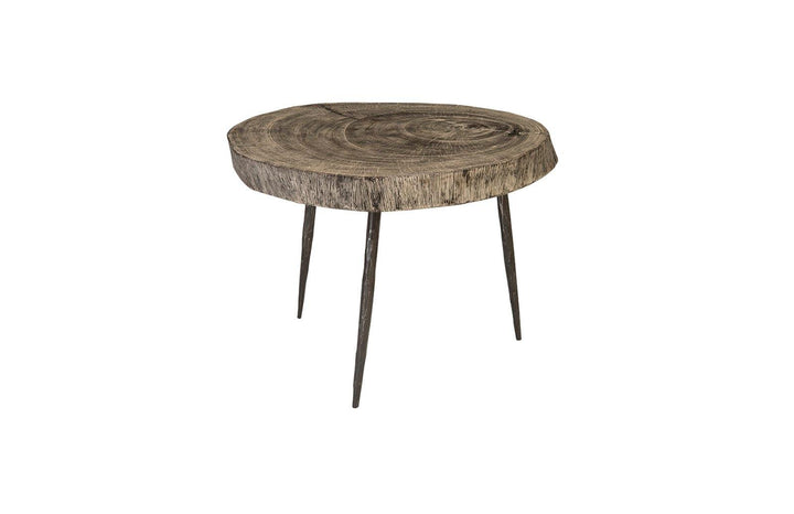 SwayLiving Crosscut Side Table, Gray Stone, Forged Legs ACCENT TABLES