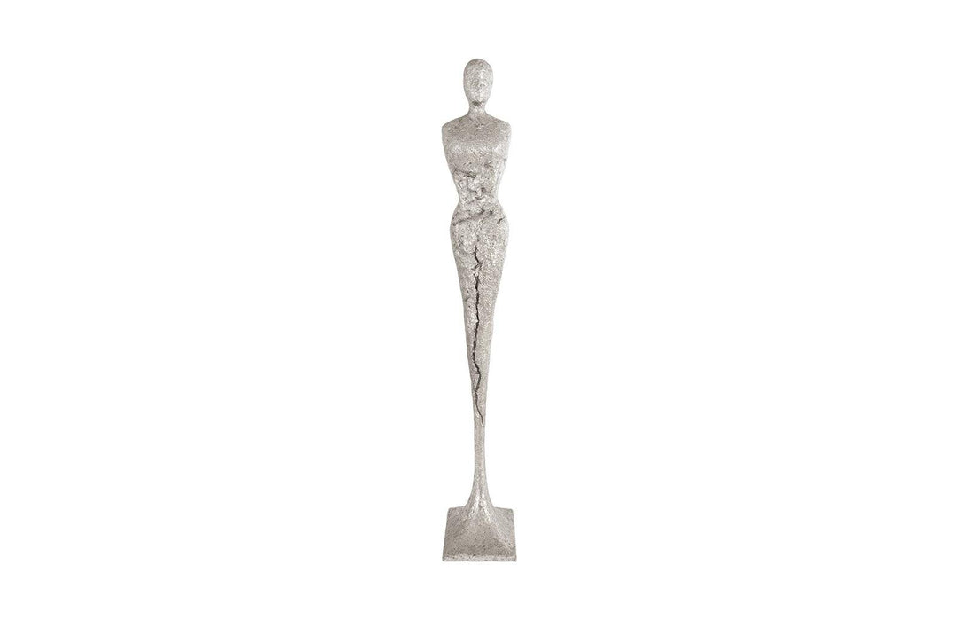 SwayLiving Tall Chiseled Female Sculpture, Resin, Silver Leaf DECORATIVE OBJECTS
