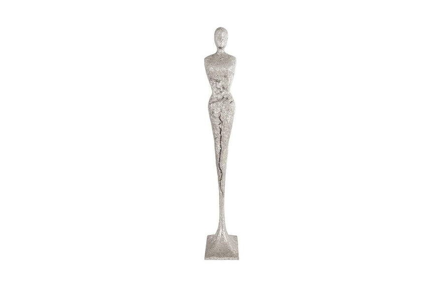 SwayLiving Tall Chiseled Female Sculpture, Resin, Silver Leaf DECORATIVE OBJECTS