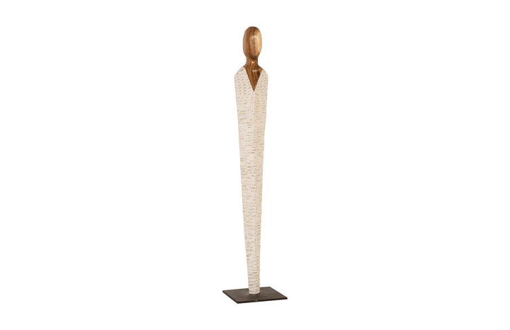 SwayLiving Vested Female Sculpture, Medium, Chamcha, Natural, White, Gold DECORATIVE OBJECTS