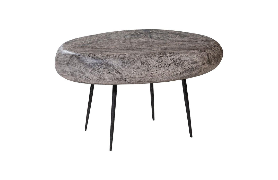 SwayLiving Skipping Stone Side Table, Gray Stone, Forged Legs ACCENT TABLES