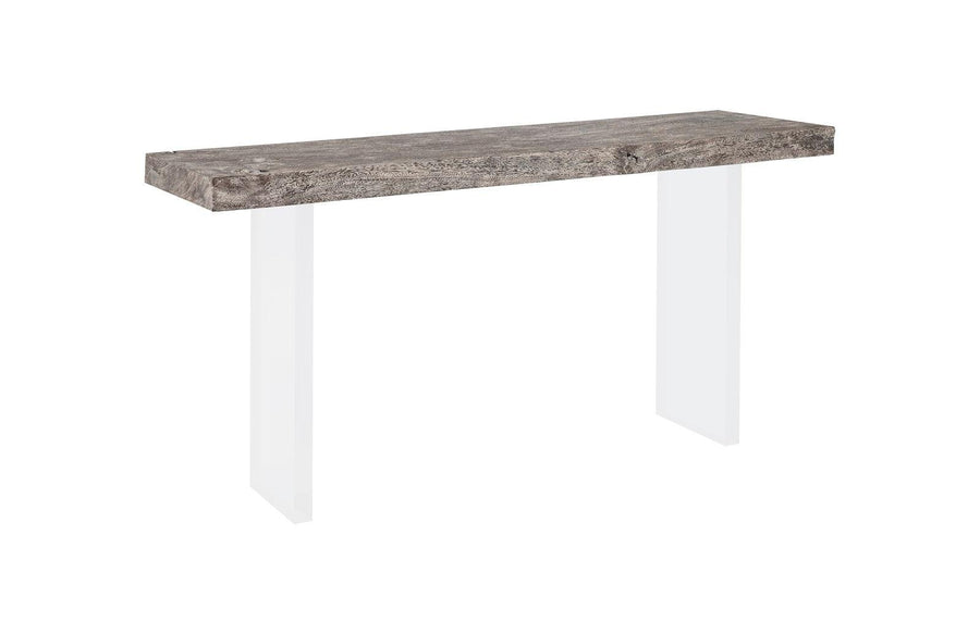 SwayLiving Floating Console Table, Gray Stone Finish, Acrylic Legs CONSOLE TABLES