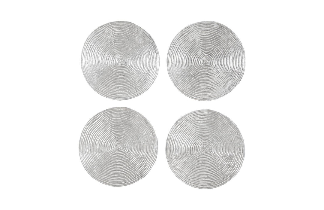 SwayLiving Ripple Wall Disk, Set of 4, Resin, LG, Silver Leaf with Antiquing WALL ACCENTS