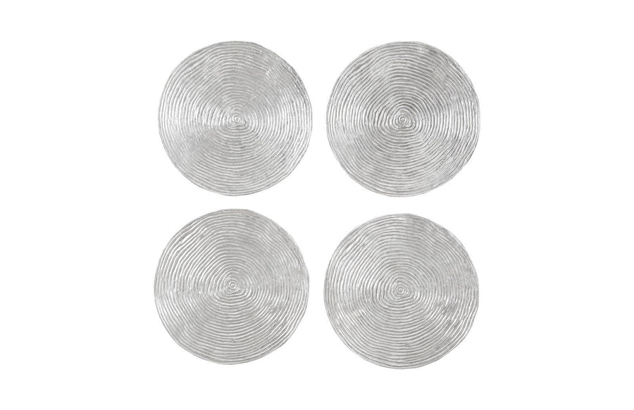 SwayLiving Ripple Wall Disk, Set of 4, Resin, LG, Silver Leaf with Antiquing WALL ACCENTS