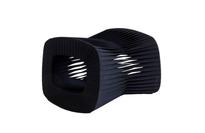 SwayLiving Seat Belt Ottoman, Black/Black OTTOMANS, POUFS, + STOOLS