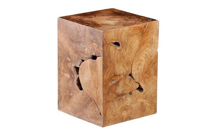 SwayLiving Teak Slice Stool, Square OTTOMANS, POUFS, + STOOLS
