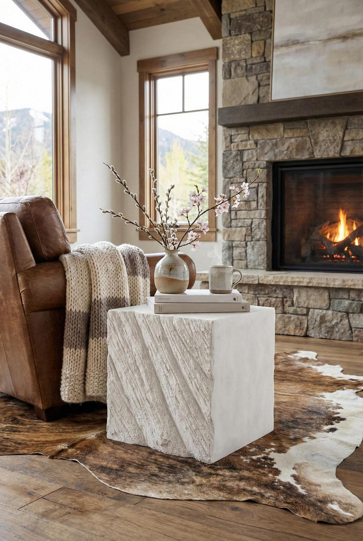 Shear Side Table, Square in setting
