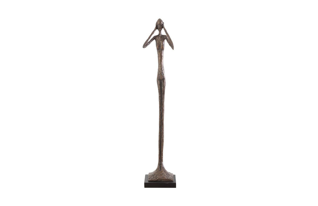 SwayLiving Hear No Evil Slender Sculpture, Small, Resin, Bronze Finish DECORATIVE OBJECTS