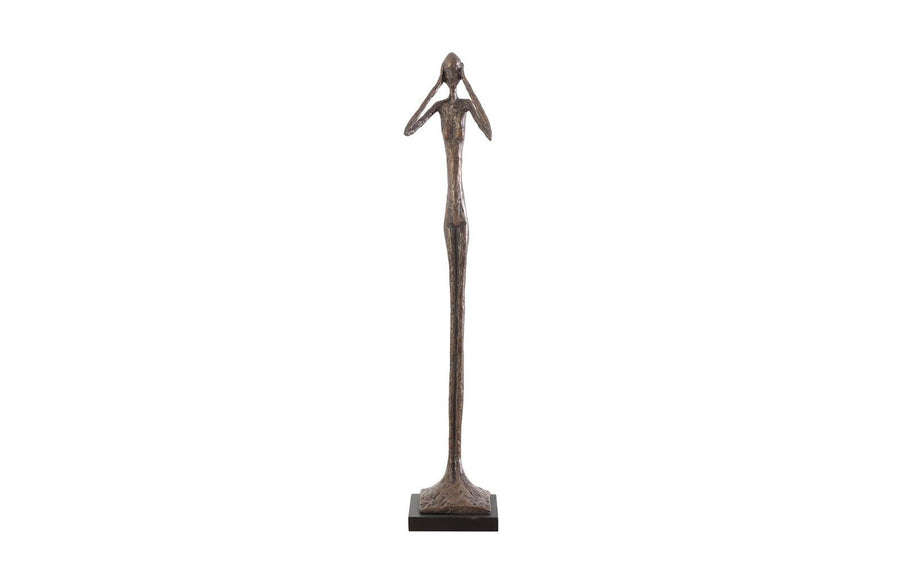 SwayLiving Hear No Evil Slender Sculpture, Small, Resin, Bronze Finish DECORATIVE OBJECTS