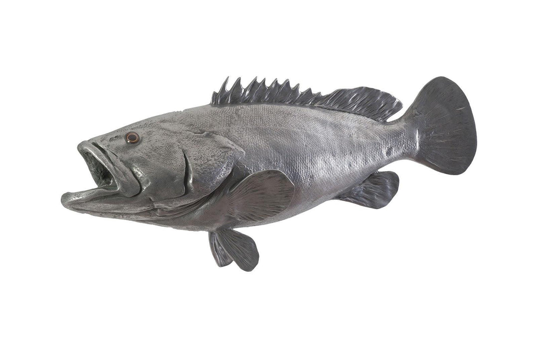 SwayLiving Estuary Cod Fish Wall Sculpture, Resin, Polished Aluminum Finish WALL ACCENTS