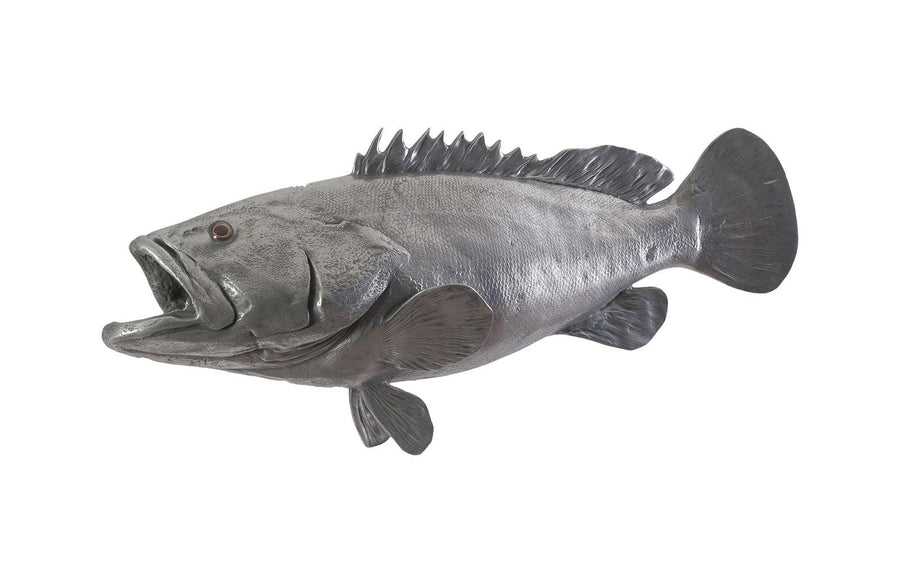 SwayLiving Estuary Cod Fish Wall Sculpture, Resin, Polished Aluminum Finish WALL ACCENTS