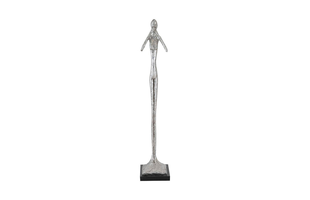 SwayLiving Speak No Evil Slender Sculpture, Small, Resin, Silver Leaf DECORATIVE OBJECTS