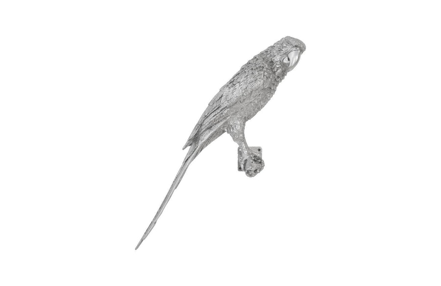SwayLiving Parrot Looking Right Wall Art, Resin, Silver Leaf WALL ACCENTS
