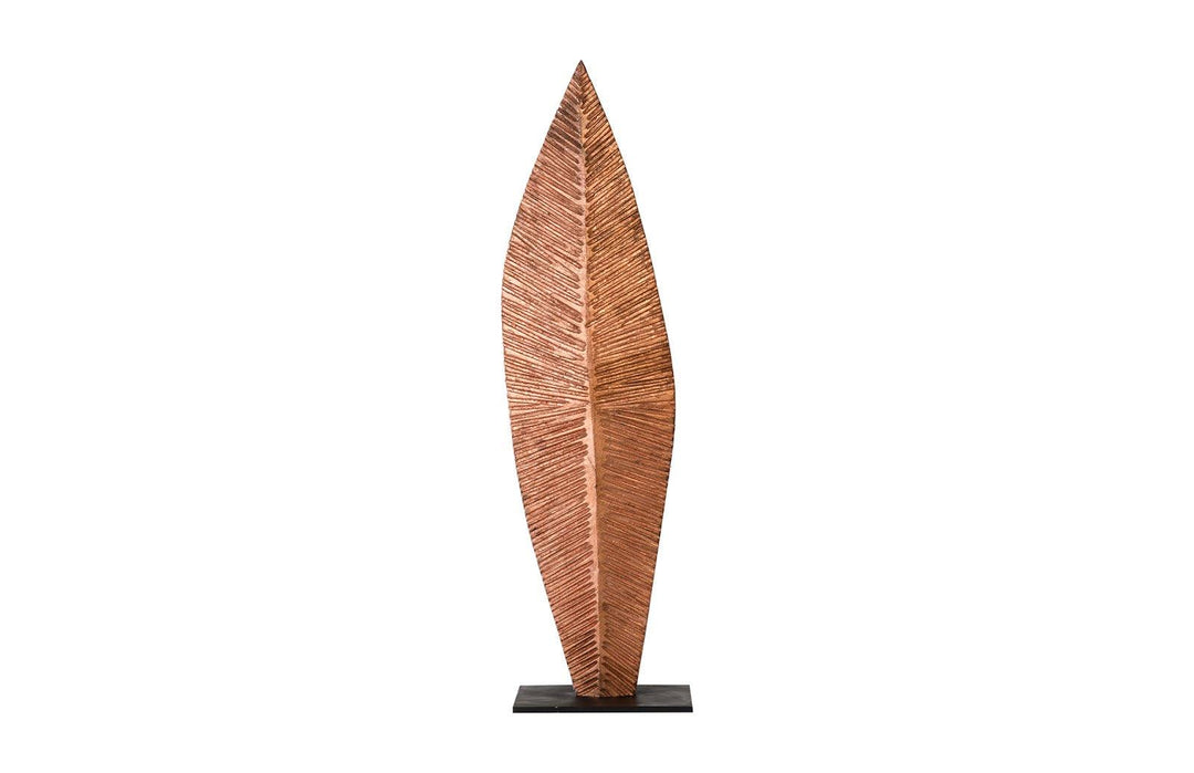 SwayLiving Carved Leaf on Stand, Copper Leaf, MD DECORATIVE OBJECTS