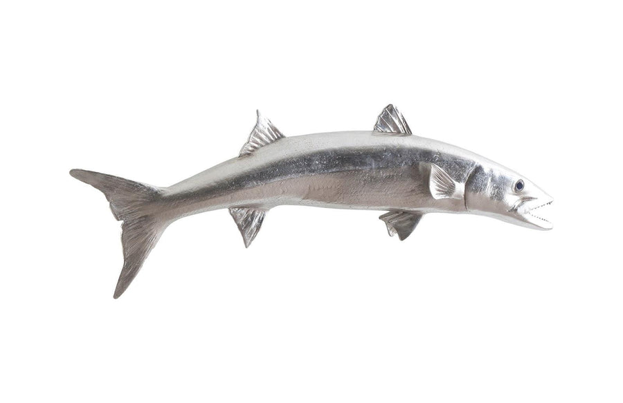 SwayLiving Barracuda Fish Wall Sculpture, Resin, Silver Leaf WALL ACCENTS