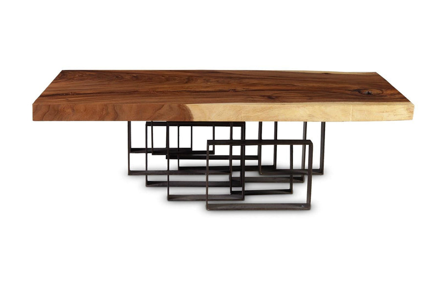 SwayLiving Score Coffee Table, Chamcha Wood, Iron Base COFFEE TABLES