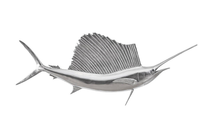 SwayLiving Sail Fish Wall Sculpture, Resin, Silver Leaf WALL ACCENTS