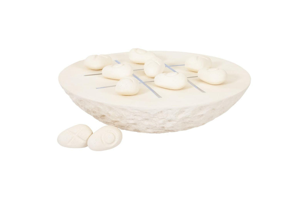 SwayLiving Tic-Tac-Toe Stone, Large, Off-White BOARD GAMES