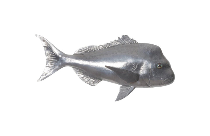SwayLiving Australian Snapper Fish Wall Sculpture, Resin, Polished Aluminum Finish WALL ACCENTS