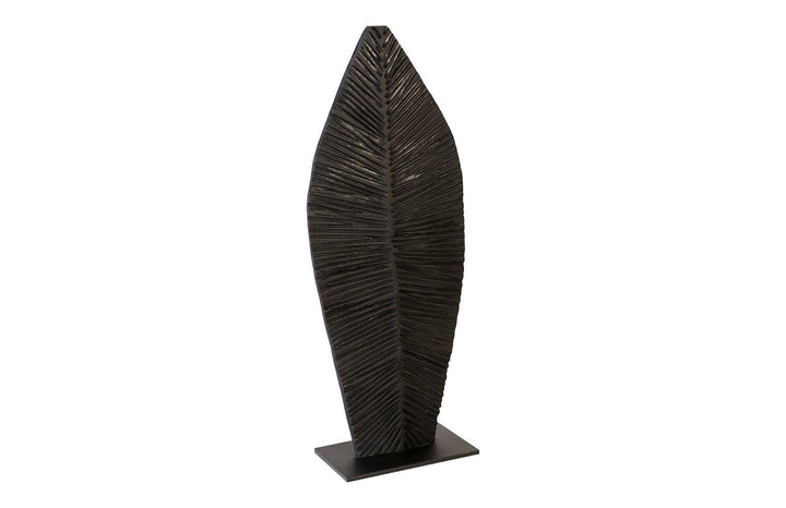 SwayLiving Carved Leaf on Stand, Burnt, SM DECORATIVE OBJECTS