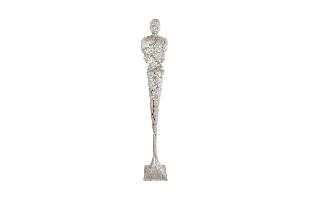 SwayLiving Tall Chiseled Male Sculpture, Resin, Silver Leaf DECORATIVE OBJECTS