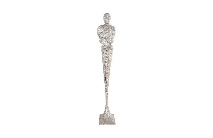 SwayLiving Tall Chiseled Male Sculpture, Resin, Silver Leaf DECORATIVE OBJECTS