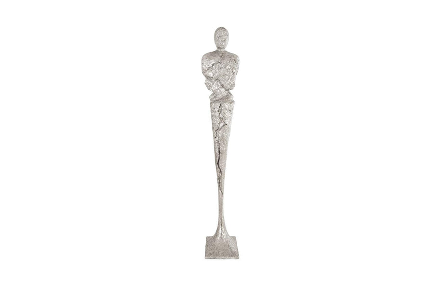 SwayLiving Tall Chiseled Male Sculpture, Resin, Silver Leaf DECORATIVE OBJECTS