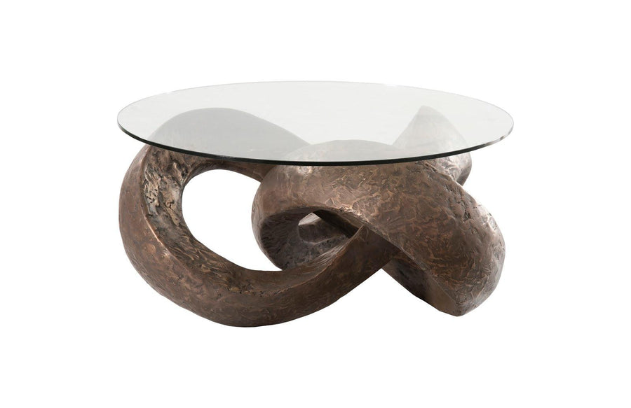 SwayLiving Trifoil Coffee Table, Bronze w/ Glass COFFEE TABLES