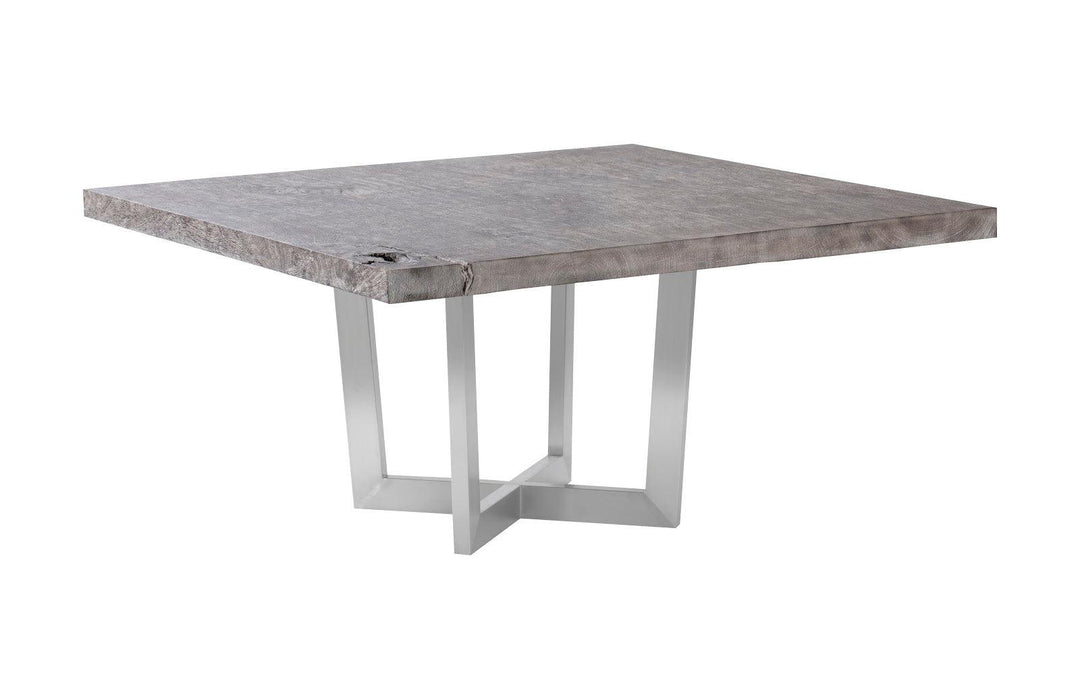 SwayLiving Origins Dining Table, Gray Stone, Square, Brushed Stainless Steel Base DINING TABLES