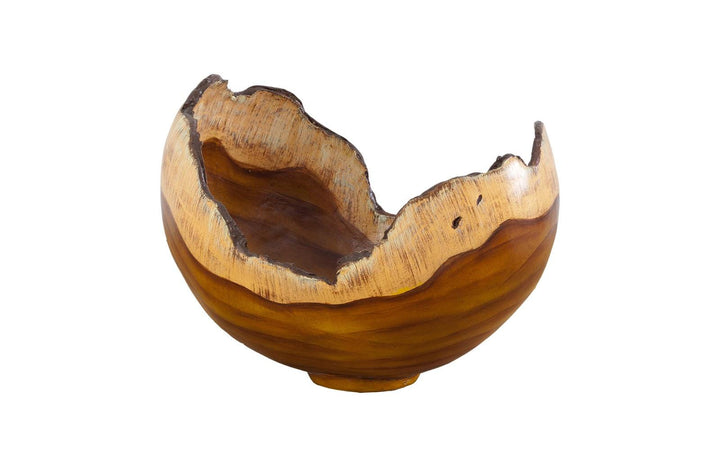 SwayLiving Burled Bowl, Faux Bois DECORATIVE TRAYS, PLATES, + BOWLS