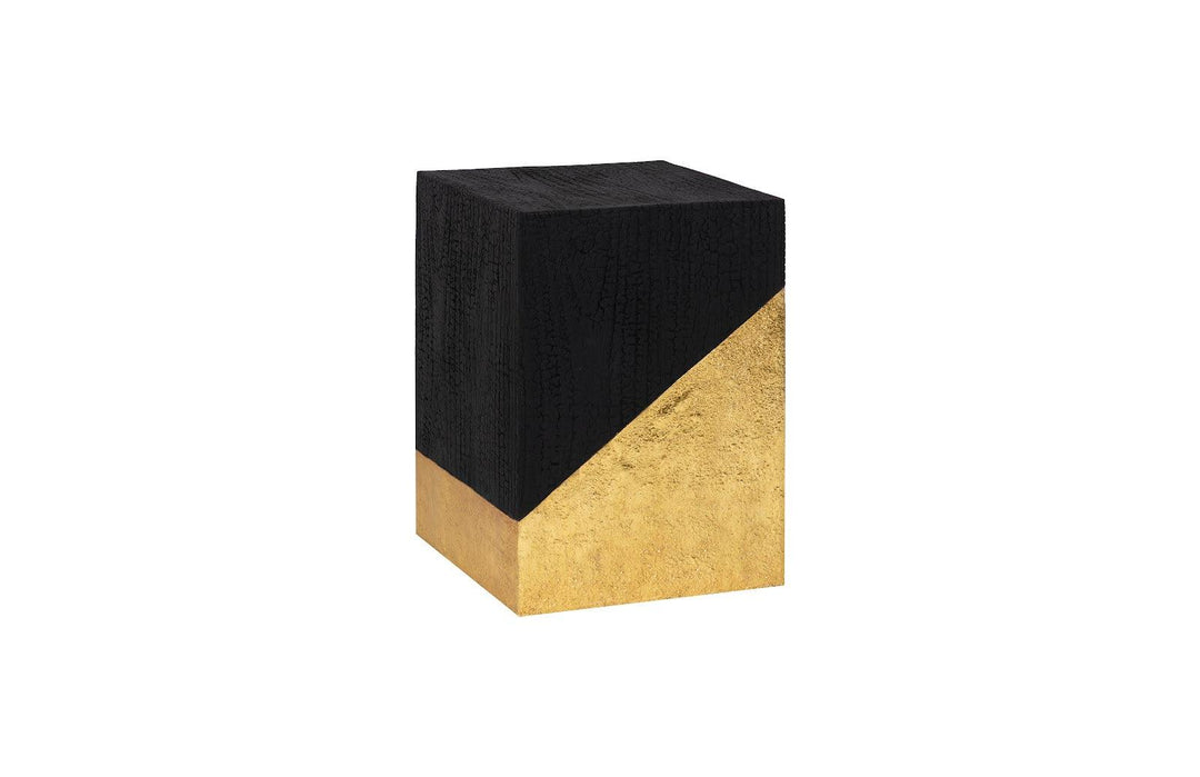 SwayLiving Scorched Side Table, Black and Gold Leaf ACCENT TABLES