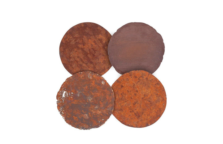 SwayLiving Cast Oil Drum Wall Discs, Resin, Rust Finish, Set of 4 WALL ACCENTS