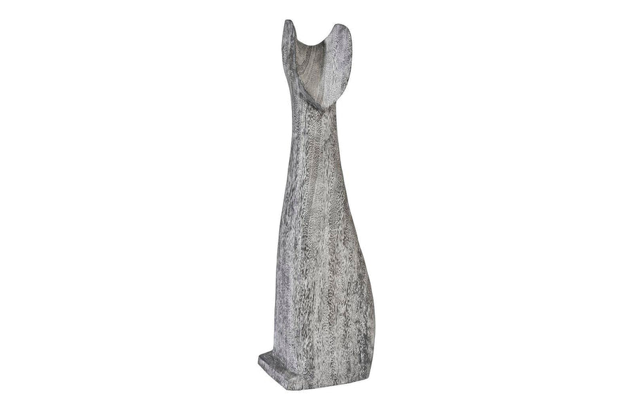 SwayLiving Cat Sculpture, Large, Chamcha Wood, Gray Stone Finish DECORATIVE OBJECTS