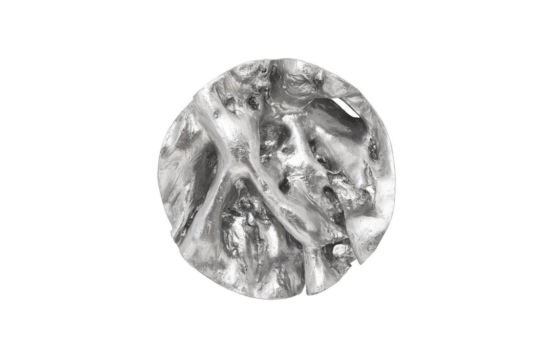 SwayLiving Cast Root Wall Tile, Resin, Silver Leaf, Round WALL ACCENTS