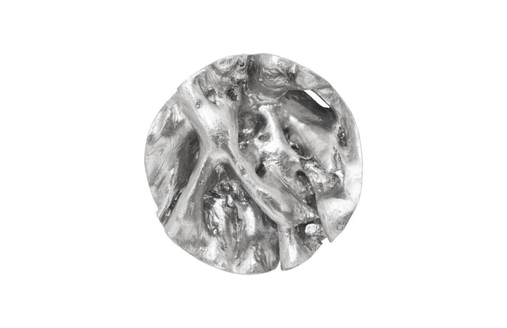 SwayLiving Cast Root Wall Tile, Resin, Silver Leaf, Round WALL ACCENTS
