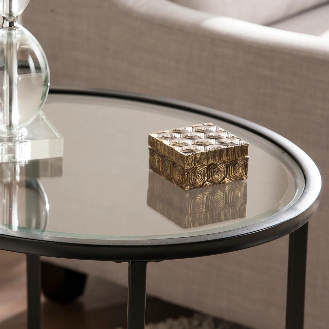 SwayLiving Quinton Metal/Glass Oval Side Table ACCENT TABLES
