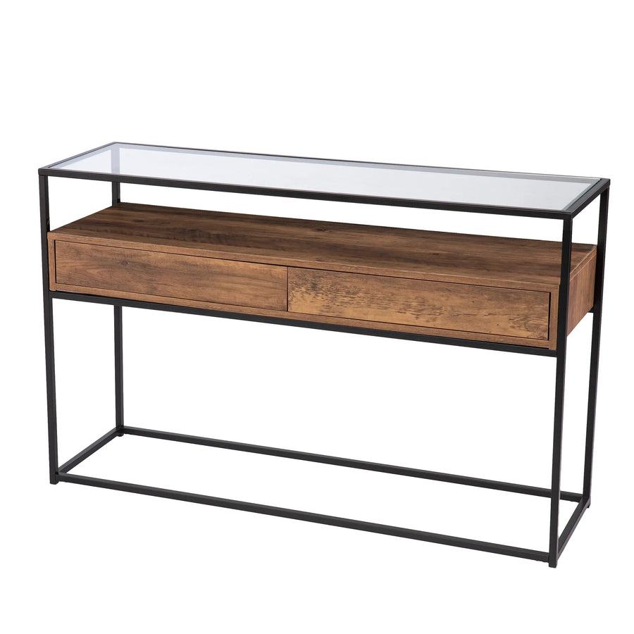 SwayLiving Olivern Glass-Top Console Table w/ Storage CONSOLE TABLES