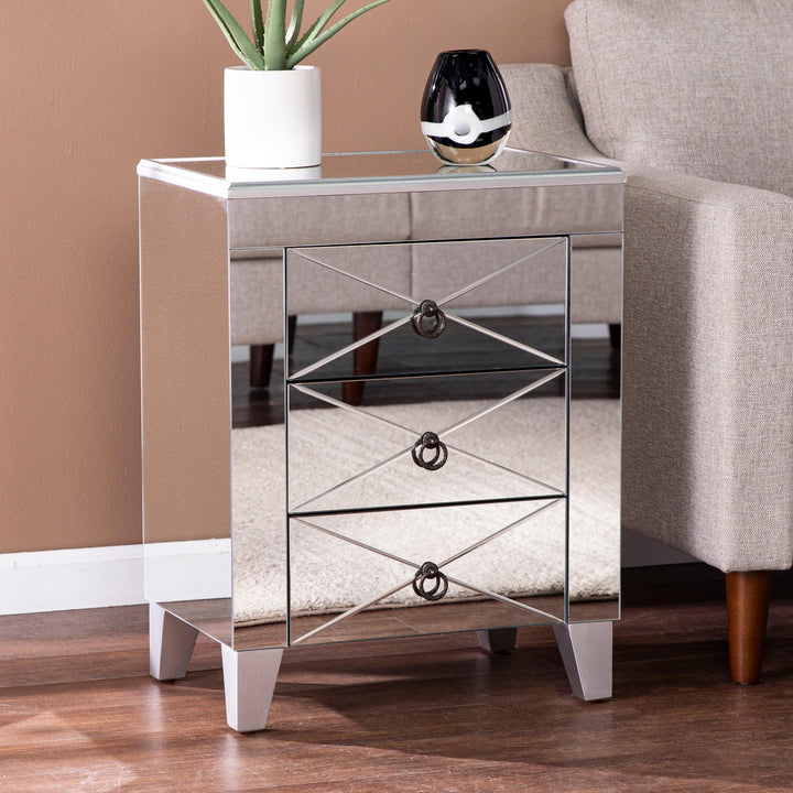 SwayLiving Cresheim Mirrored End Table w/ Drawers ACCENT TABLES