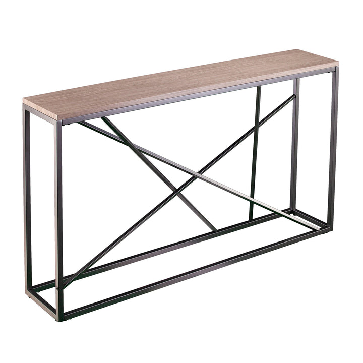 SwayLiving Arendal Faux Stone Skinny Console Table - Grey CONSOLE TABLES