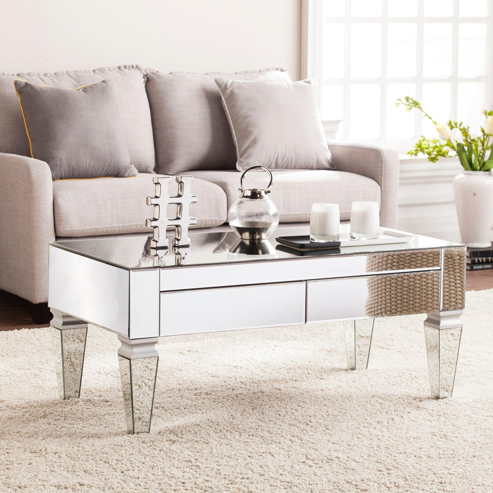SwayLiving Darien Mirrored Coffee Table w/ Storage COFFEE TABLES