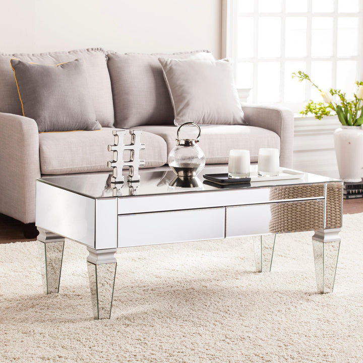 SwayLiving Darien Mirrored Coffee Table w/ Storage COFFEE TABLES
