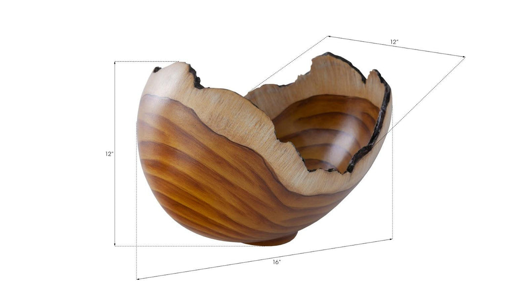 SwayLiving Burled Bowl, Faux Bois DECORATIVE TRAYS, PLATES, + BOWLS