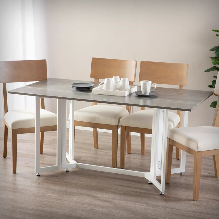 SwayLiving Holly & Martin Driness Drop Leaf Table - Gray w/ White DINING TABLES