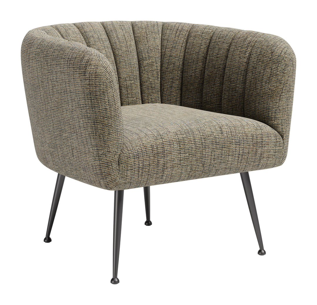 Deco Accent Chair Green Tweed