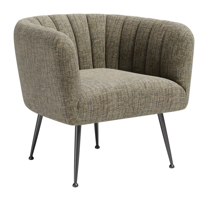 Deco Accent Chair Green Tweed