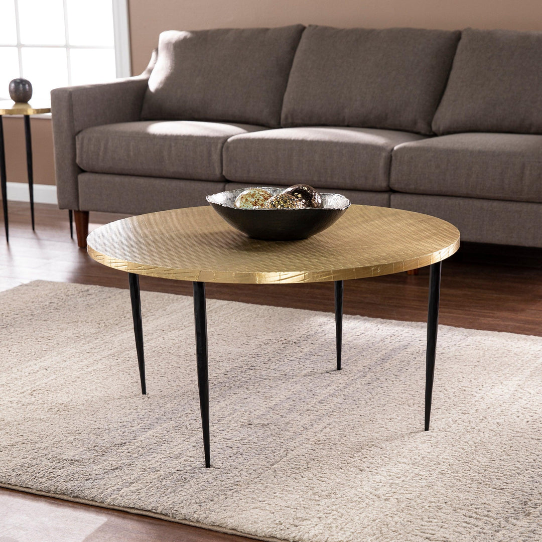 SwayLiving Judmont Round Cocktail Table w/ Embossed Top COFFEE TABLES