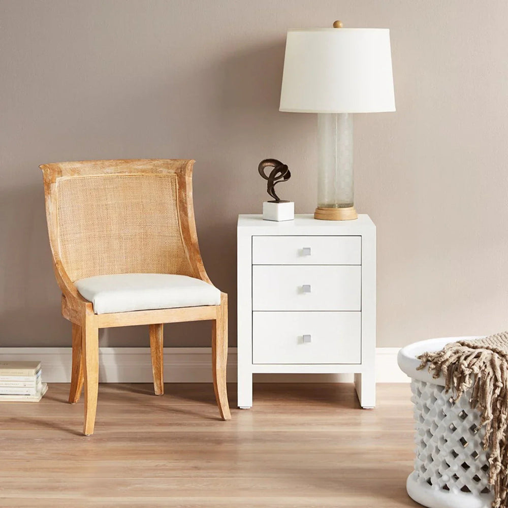 SwayLiving Morgan Grasscloth 3-Drawer Side Table ACCENT TABLES