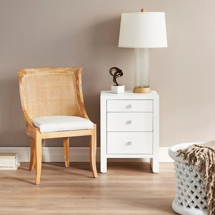 SwayLiving Morgan Grasscloth 3-Drawer Side Table ACCENT TABLES